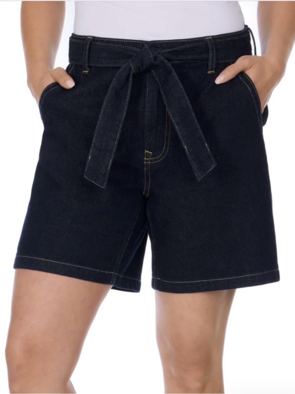 Tommy Hilfiger Dark Indigo Tie-Waist Denim Bermuda Shorts